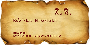 Kádas Nikolett névjegykártya